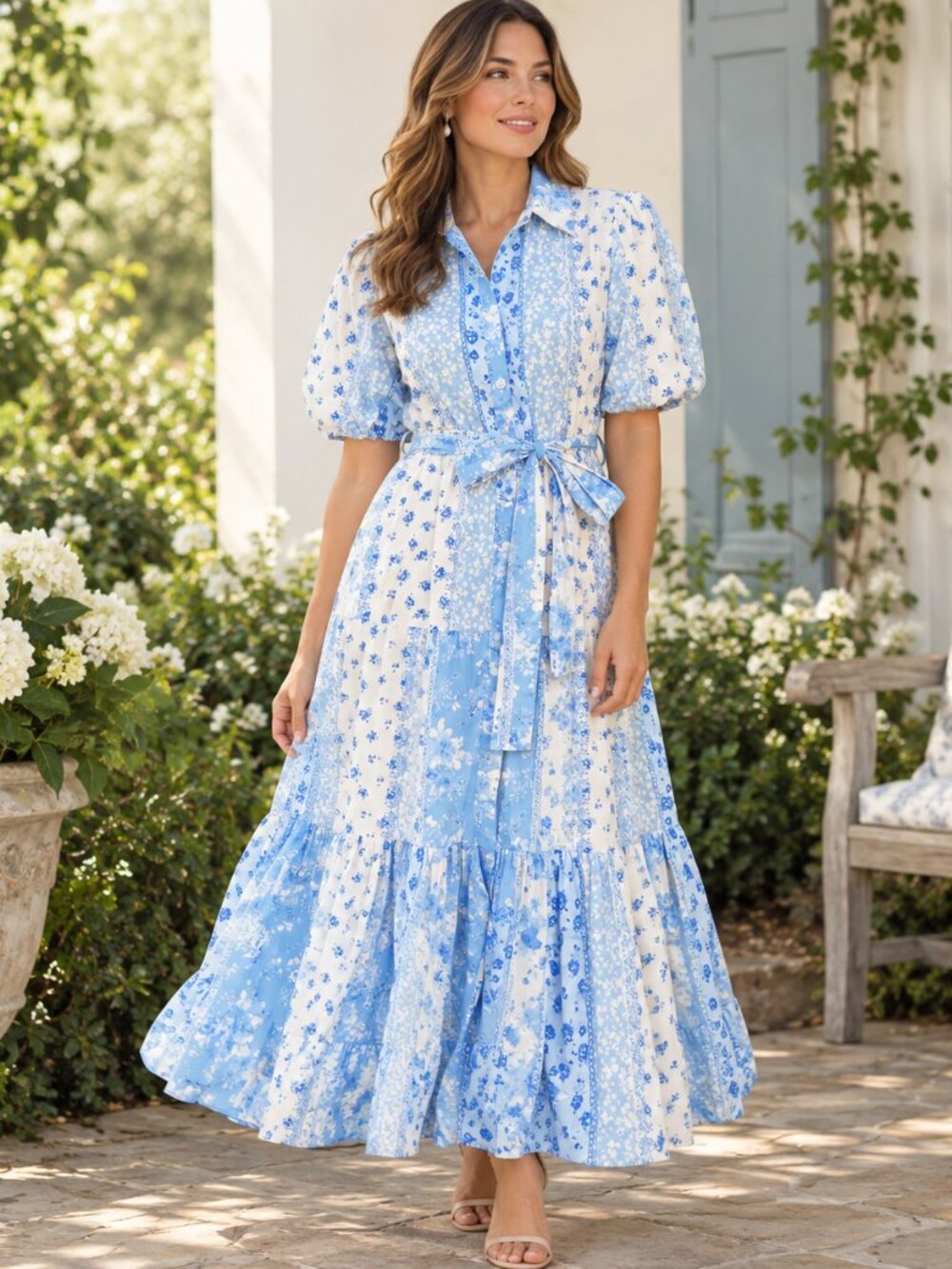 Peach Love California Floral Cottagecore Maxi Dress-Size Large